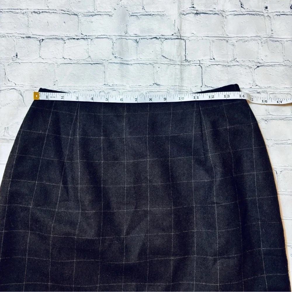 Lauren Ralph Lauren Size 8 Worsted Wool Pencil Skirt Brown Window Pane Career